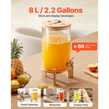 Getränkespender 8L Getränkespender für Partys Glas mit Ständer