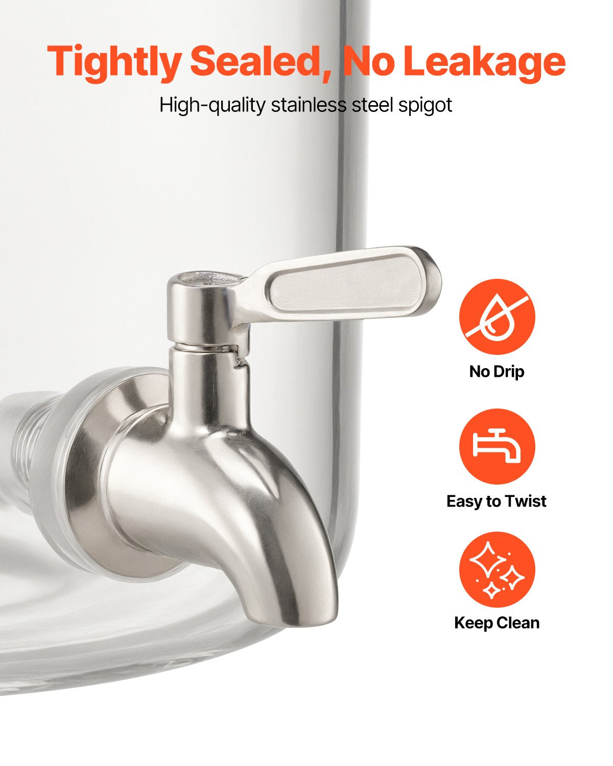 Beverage Dispenser, 2.2 Gallon Drink Dispensers for Parties, Glass Juice Dispenser with Wood Stand, Stainless Steel Spigot, Iced Tea Lemonade Juice Water Dispensers for Parties