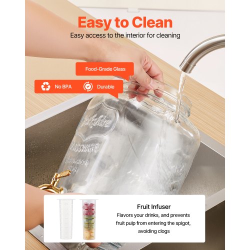 Drinks Dispenser 8L Drinks Dispenser for Parties Glass with Stand 2 PCS