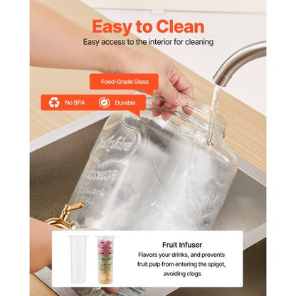 Drinks Dispenser 8L Drinks Dispenser for Parties Glass with Stand 2 PCS