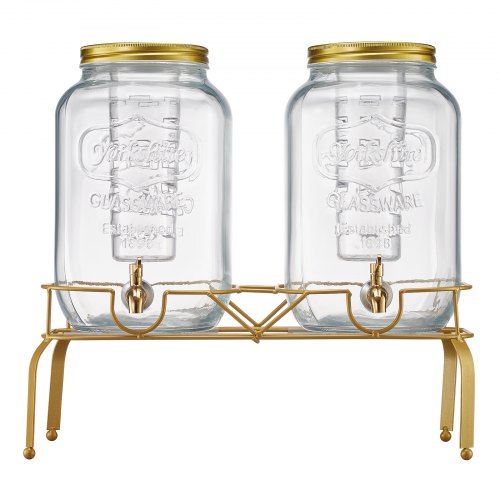 Drinks Dispenser 8L Drinks Dispenser for Parties Glass with Stand 2 PCS