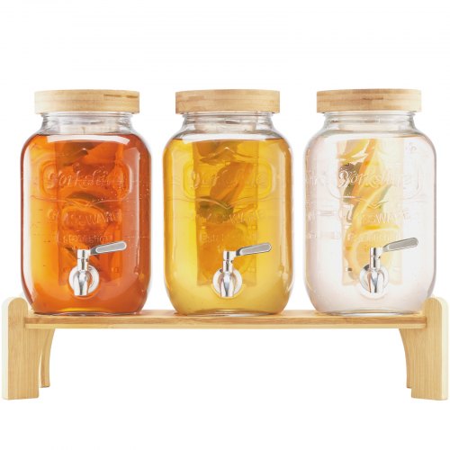 Drink Dispenser 3.8L Drink Dispenser for Parties Glass with Stand 3 PCS