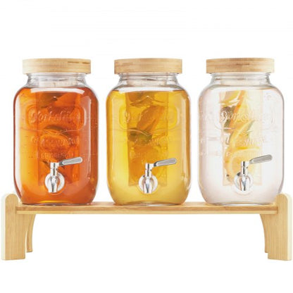Drink Dispenser 3.8L Drink Dispenser for Parties Glass with Stand 3 PCS