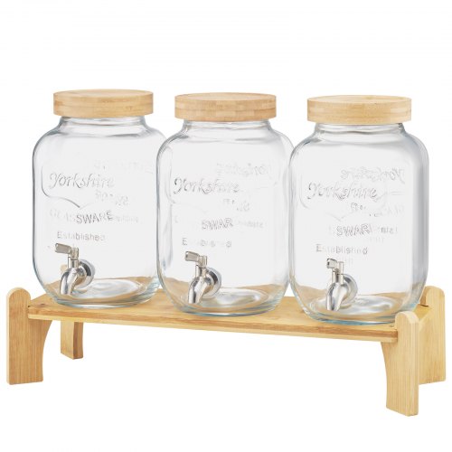 Drink Dispenser 3.8L Drink Dispenser for Parties Glass with Stand 3 PCS
