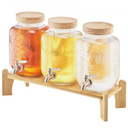 Drink Dispenser 3.8L Drink Dispenser for Parties Glass with Stand 3 PCS