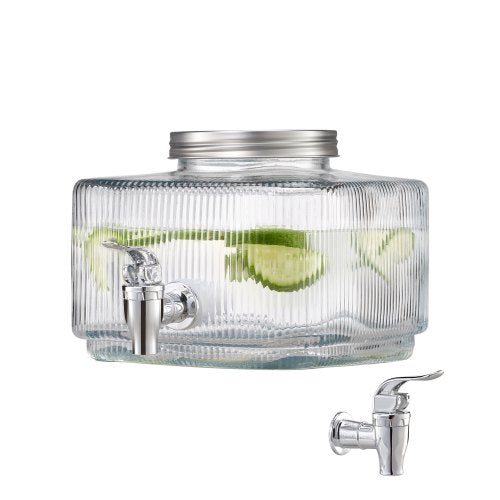 Beverage Dispenser, 0.8 Gallon Drink Dispensers for Parties, Glass Juice Dispenser with No-Drip Spigot and Lid, Iced Tea Lemonade Juice Water Dispensers for Restaurants, Hotels, Parties