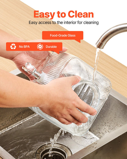 Beverage Dispenser, 0.8 Gallon Drink Dispensers for Parties, Glass Juice Dispenser with No-Drip Spigot and Lid, Iced Tea Lemonade Juice Water Dispensers for Restaurants, Hotels, Parties