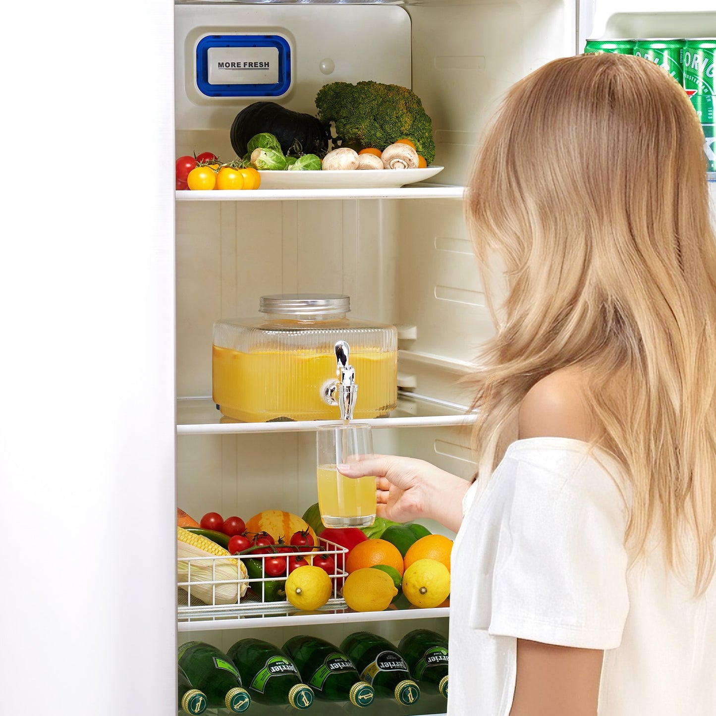 Beverage Dispenser, 0.8 Gallon Drink Dispensers for Parties, Glass Juice Dispenser with No-Drip Spigot and Lid, Iced Tea Lemonade Juice Water Dispensers for Restaurants, Hotels, Parties