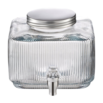 Beverage Dispenser, 0.8 Gallon Drink Dispensers for Parties, Glass Juice Dispenser with No-Drip Spigot and Lid, Iced Tea Lemonade Juice Water Dispensers for Restaurants, Hotels, Parties