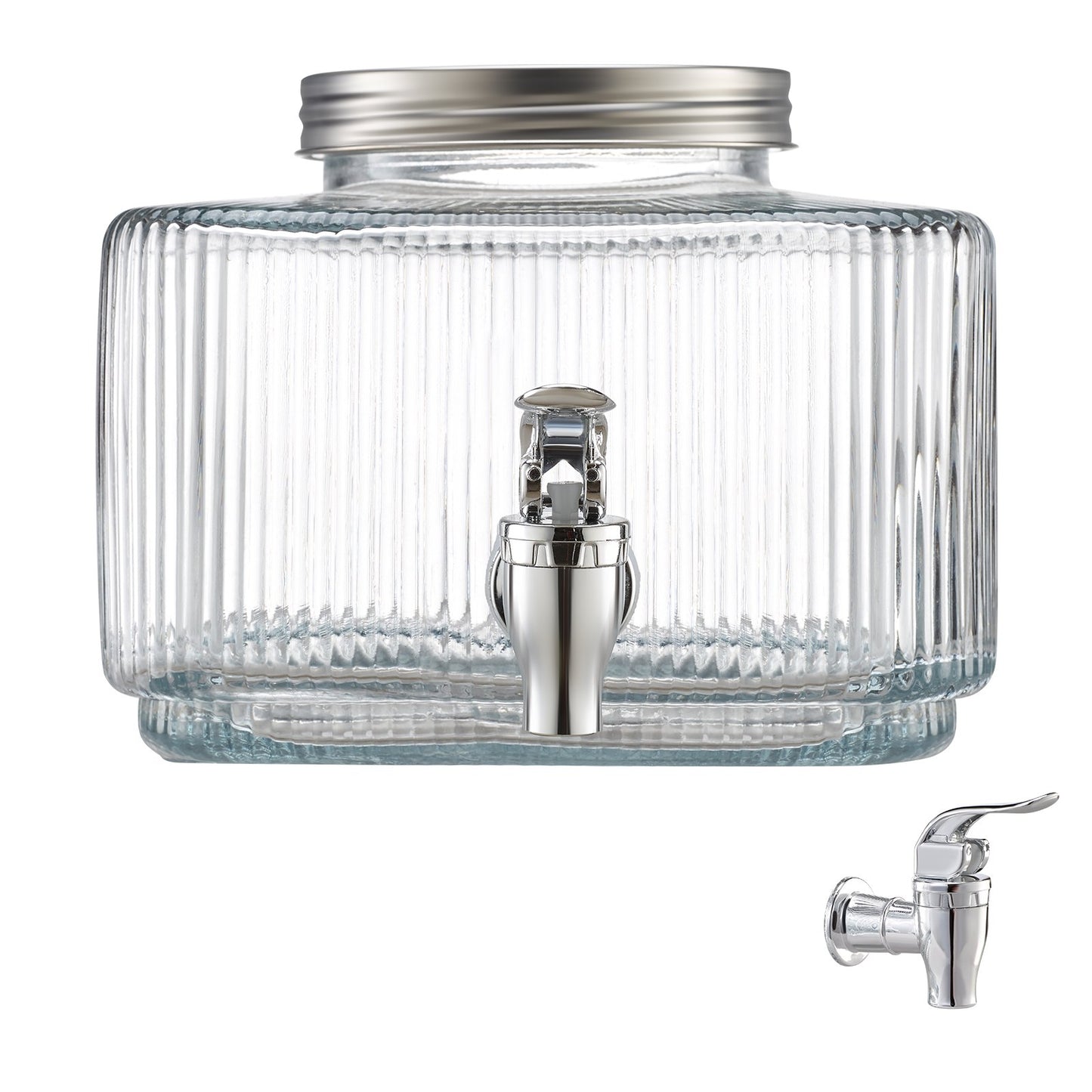 Beverage Dispenser, 0.8 Gallon Drink Dispensers for Parties, Glass Juice Dispenser with No-Drip Spigot and Lid, Iced Tea Lemonade Juice Water Dispensers for Restaurants, Hotels, Parties