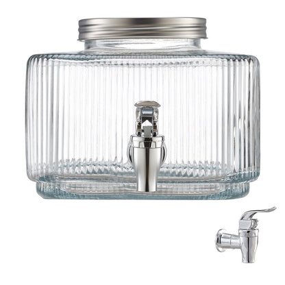 Beverage Dispenser, 0.8 Gallon Drink Dispensers for Parties, Glass Juice Dispenser with No-Drip Spigot and Lid, Iced Tea Lemonade Juice Water Dispensers for Restaurants, Hotels, Parties