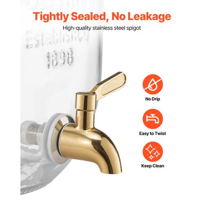 Drinks Dispenser 8L Drinks Dispenser for Parties Glass with Stand 3 PCS