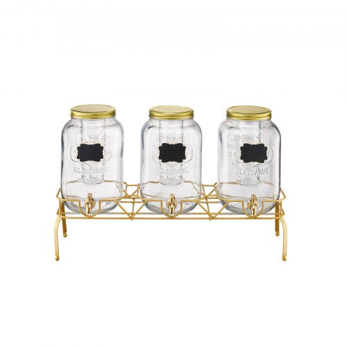 Drinks Dispenser 8L Drinks Dispenser for Parties Glass with Stand 3 PCS
