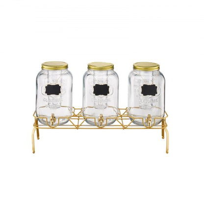 Drinks Dispenser 8L Drinks Dispenser for Parties Glass with Stand 3 PCS