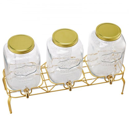 Drinks Dispenser 8L Drinks Dispenser for Parties Glass with Stand 3 PCS