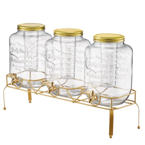 Drinks Dispenser 8L Drinks Dispenser for Parties Glass with Stand 3 PCS