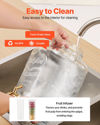 Beverage Dispenser, 3 Pack 2 Gallon Drink Dispensers for Parties, Glass Juice Dispenser with Metal Stand, Stainless Steel Spigot, Infuser, Iced Tea Lemonade Juice Water Dispensers for Parties