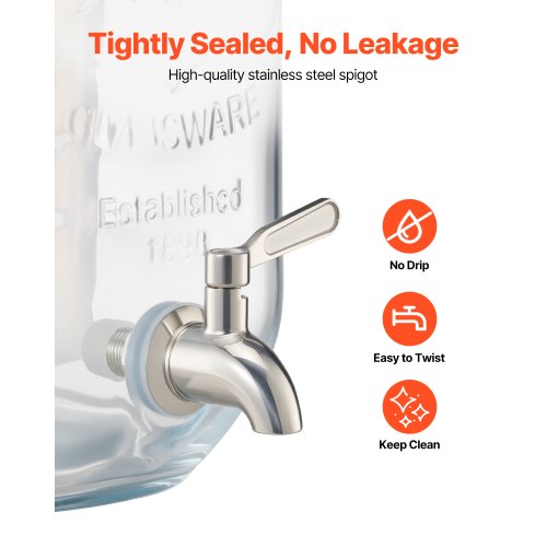 Getränkespender 3,8 l Getränkespender für Partys Glas mit Ständer 2 Stück