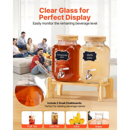 Getränkespender 3,8 l Getränkespender für Partys Glas mit Ständer 2 Stück