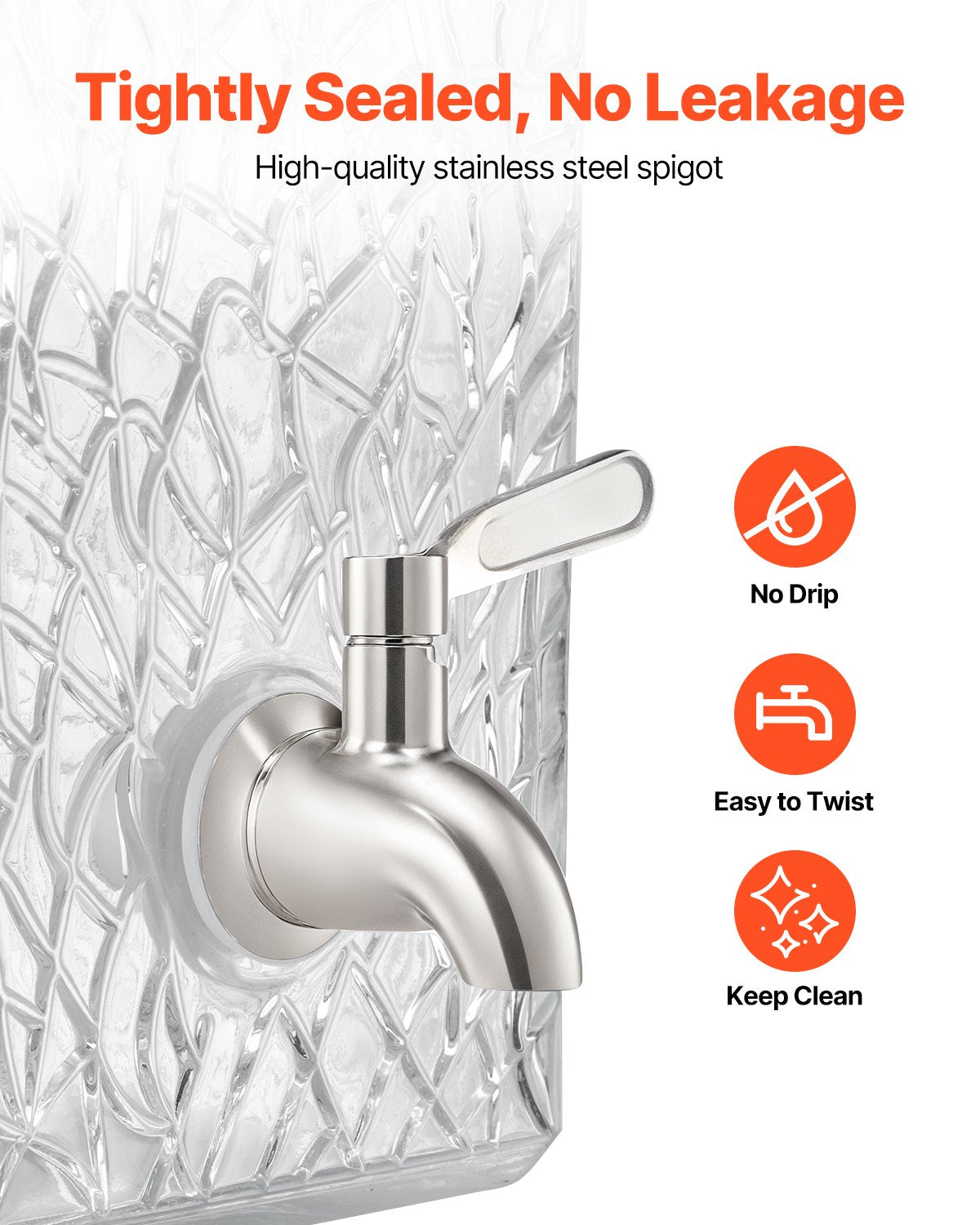 Beverage Dispenser, 2.5 Gallon Drink Dispensers for Parties, Glass Juice Dispenser with Metal Stand, Stainless Steel Spigot, Iced Tea Lemonade Juice Water Dispensers for Parties