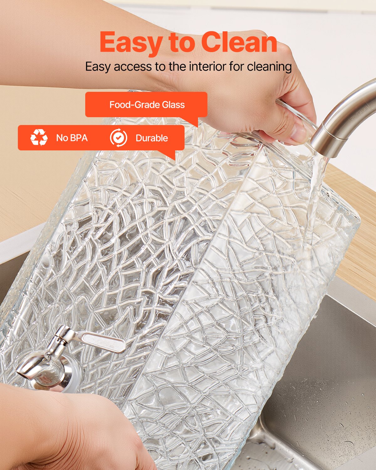 Beverage Dispenser, 2.5 Gallon Drink Dispensers for Parties, Glass Juice Dispenser with Metal Stand, Stainless Steel Spigot, Iced Tea Lemonade Juice Water Dispensers for Parties