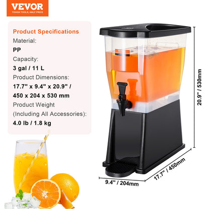Beverage Dispenser, 3 gallon dryckesdispenser för fester, Juice Dispenser i plast med tapplock, Iced Tea Lemonade Juice Water Dispenser, för restauranger, hotell, fester