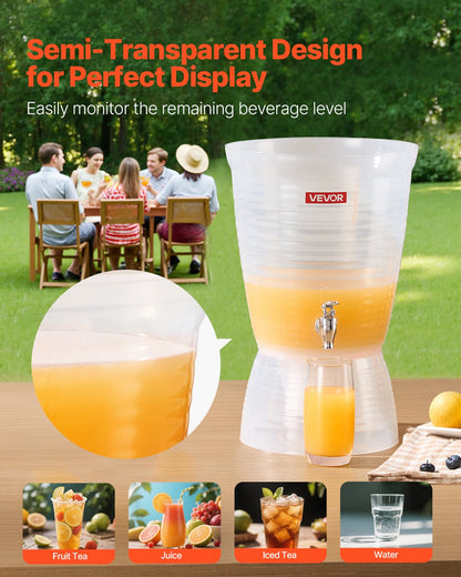 Beverage Dispenser, 2.64 Gallon Drink Dispenser for Parties, Plastic Juice Dispensers with Spigot Ice Chamber, Iced Tea Lemonade Juice Water Dispensers, for Restaurants, Hotels, Parties