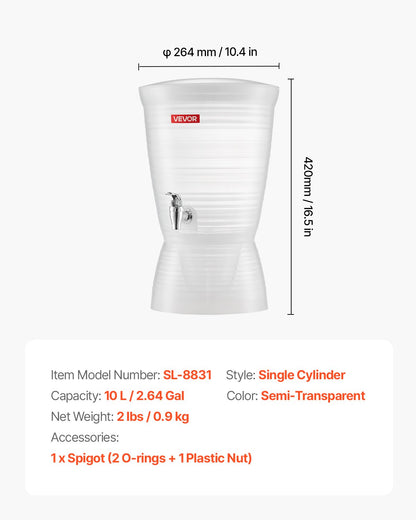 Beverage Dispenser, 2.64 Gallon Drink Dispenser for Parties, Plastic Juice Dispensers with Spigot Ice Chamber, Iced Tea Lemonade Juice Water Dispensers, for Restaurants, Hotels, Parties