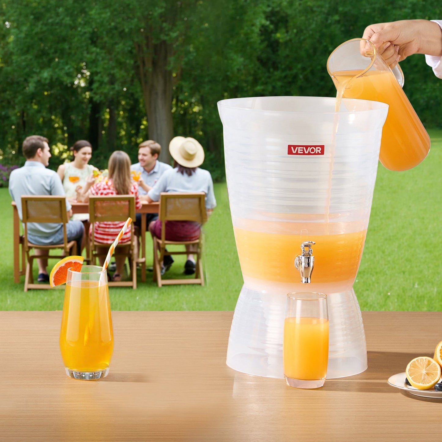 Beverage Dispenser, 2.64 Gallon Drink Dispenser for Parties, Plastic Juice Dispensers with Spigot Ice Chamber, Iced Tea Lemonade Juice Water Dispensers, for Restaurants, Hotels, Parties