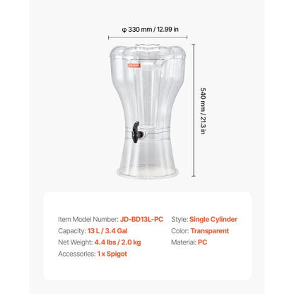 Drink Dispenser 13L Drink Dispenser for Parties Plastic with Faucet