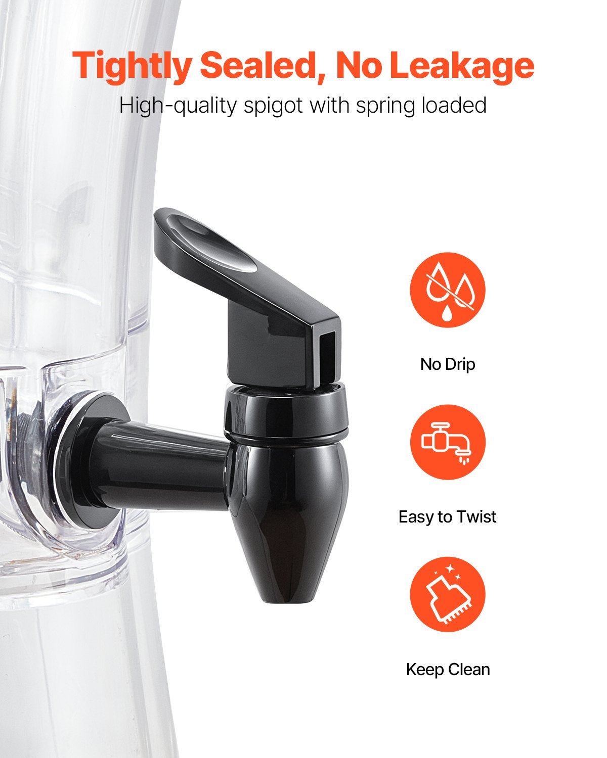 Beverage Dispenser, 3.4 Gallon Drink Dispenser for Parties, Plastic Juice Dispensers with No-Drip Spigot, Iced Tea Lemonade Juice Water Dispensers, for Restaurants, Hotels, Parties