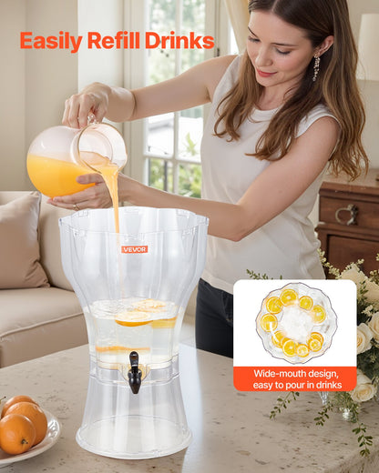 Beverage Dispenser, 3.4 Gallon Drink Dispenser for Parties, Plastic Juice Dispensers with No-Drip Spigot, Iced Tea Lemonade Juice Water Dispensers, for Restaurants, Hotels, Parties