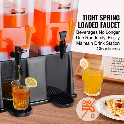 Beverage Dispenser, 3 Gallon x 2 Beverage Dispenser for Parties, Plastic Juice Dispenser with Lid, Iced Tea Lemonade Juice Water Dispenser, for Restaurants, Hotels, Parties