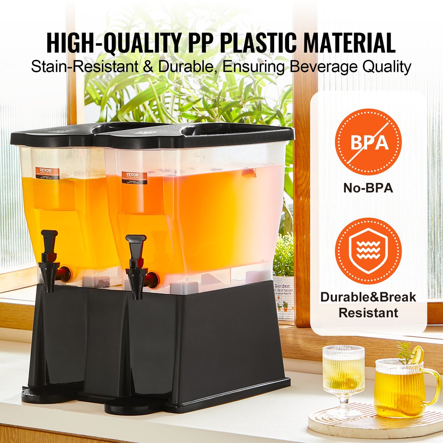 Beverage Dispenser, 3 Gallon x 2 Beverage Dispenser for Parties, Plastic Juice Dispenser with Lid, Iced Tea Lemonade Juice Water Dispenser, for Restaurants, Hotels, Parties