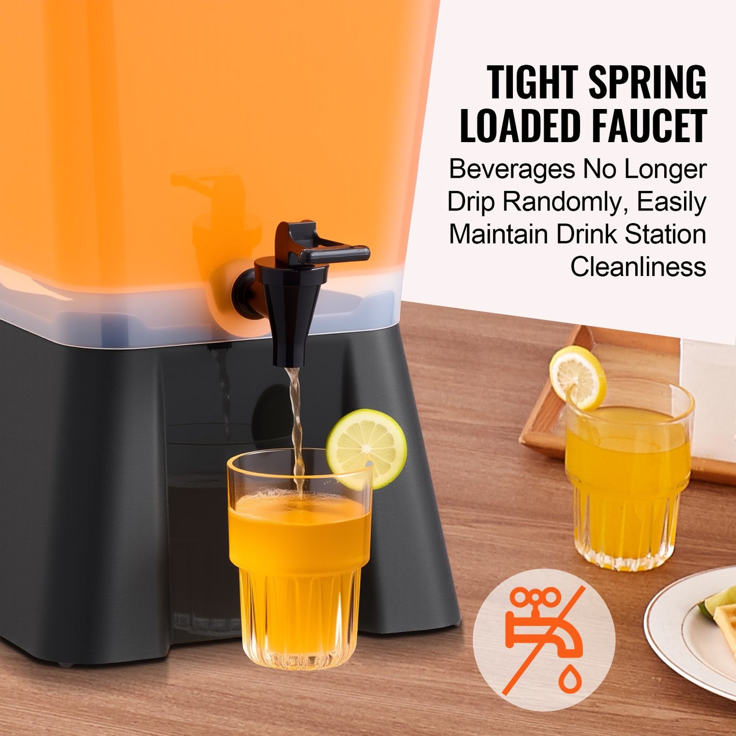 Beverage Dispenser, 5 Gallon Drink Dispenser for Parties, Plastic Juice Dispensers with No-Drip Spigot, Iced Tea Lemonade Juice Water Dispensers, for Restaurants, Hotels, Parties