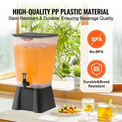 Beverage Dispenser, 5 Gallon Drink Dispenser for Parties, Plastic Juice Dispensers with No-Drip Spigot, Iced Tea Lemonade Juice Water Dispensers, for Restaurants, Hotels, Parties