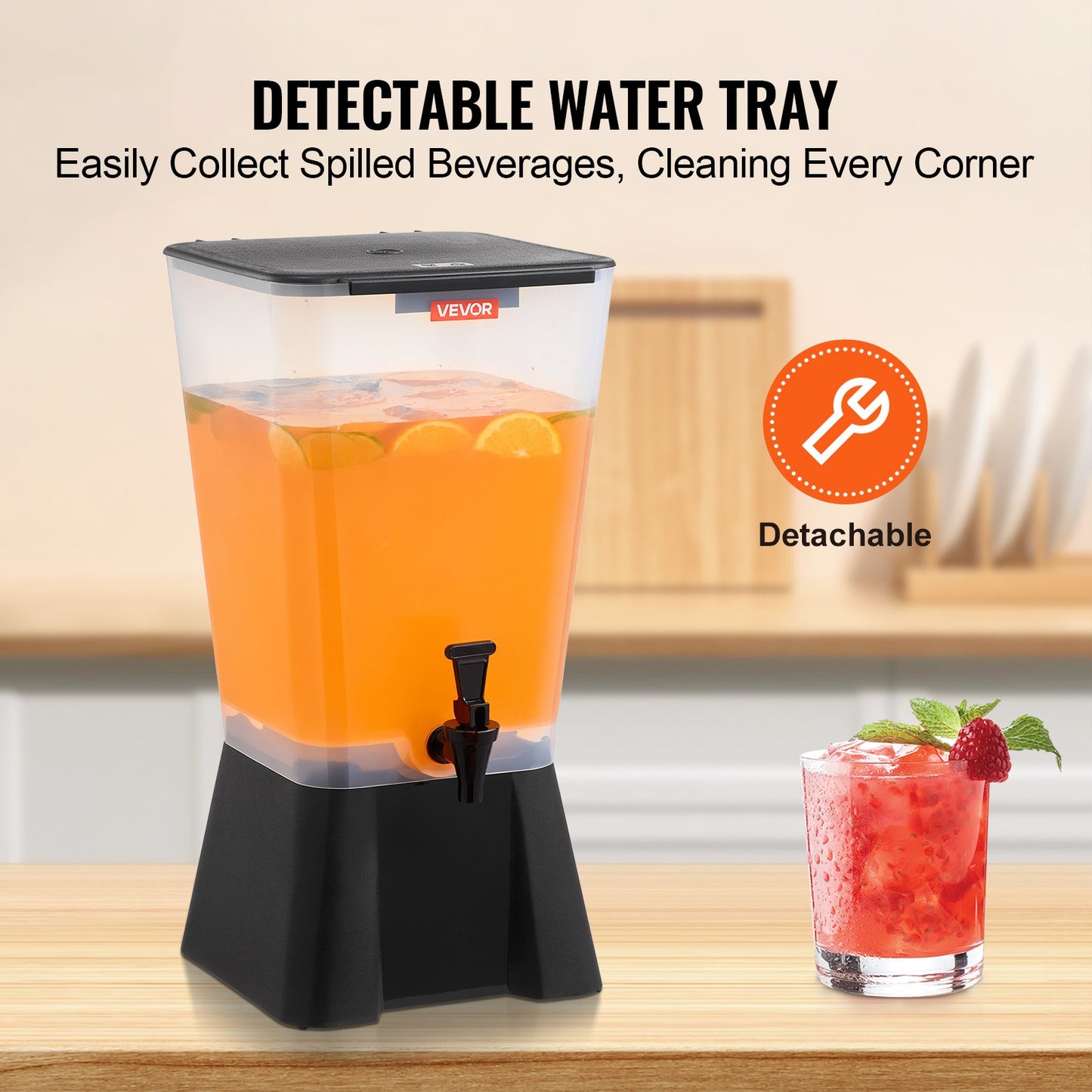 Beverage Dispenser, 5 Gallon Drink Dispenser for Parties, Plastic Juice Dispensers with No-Drip Spigot, Iced Tea Lemonade Juice Water Dispensers, for Restaurants, Hotels, Parties