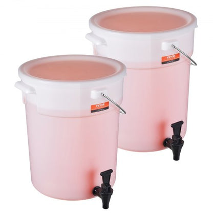 Beverage Dispenser, 5 Gallon Drink Dispensers for Parties, Plastic Juice Dispenser with Spigot and Lid, Iced Tea Lemonade Juice Water Dispenser, for Restaurants, Hotels, Parties, 2 Pack