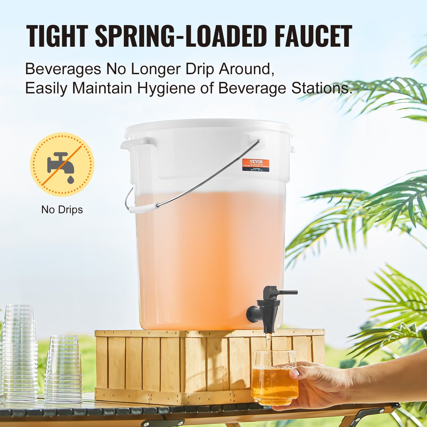 Beverage Dispenser, 5 Gallon Drink Dispensers for Parties, Plastic Juice Dispenser with Spigot and Lid, Iced Tea Lemonade Juice Water Dispenser, for Restaurants, Hotels, Parties, 2 Pack