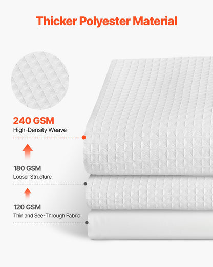 White Fabric Shower Curtain, 240 GSM Weighted Waffle Shower Curtains, Polyester Curtain with Rust-Resistant Hooks, Machine Washable & Water Repellent, for Bathroom Showers, Bath Tubs, 72x72 in