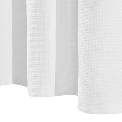 White Fabric Shower Curtain, 240 GSM Weighted Waffle Shower Curtains, Polyester Curtain with Rust-Resistant Hooks, Machine Washable & Water Repellent, for Bathroom Showers, Bath Tubs, 72x72 in