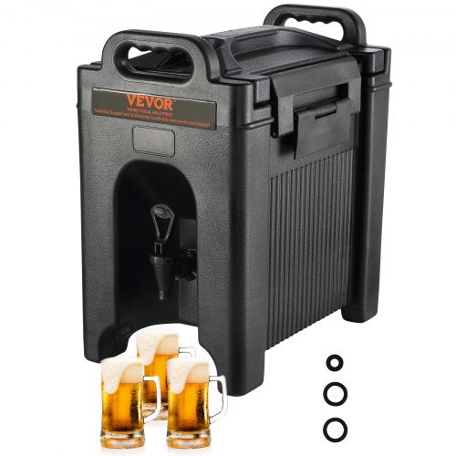 Insulated Beverage Dispenser, 2.5 Gallon, Food-grade LDPE Hot and Cold Beverage Server, Thermal Drink Dispenser Cooler with 0.9 in PU Layer Two-Stage Faucet Handle, for Restaurant Drink Shop