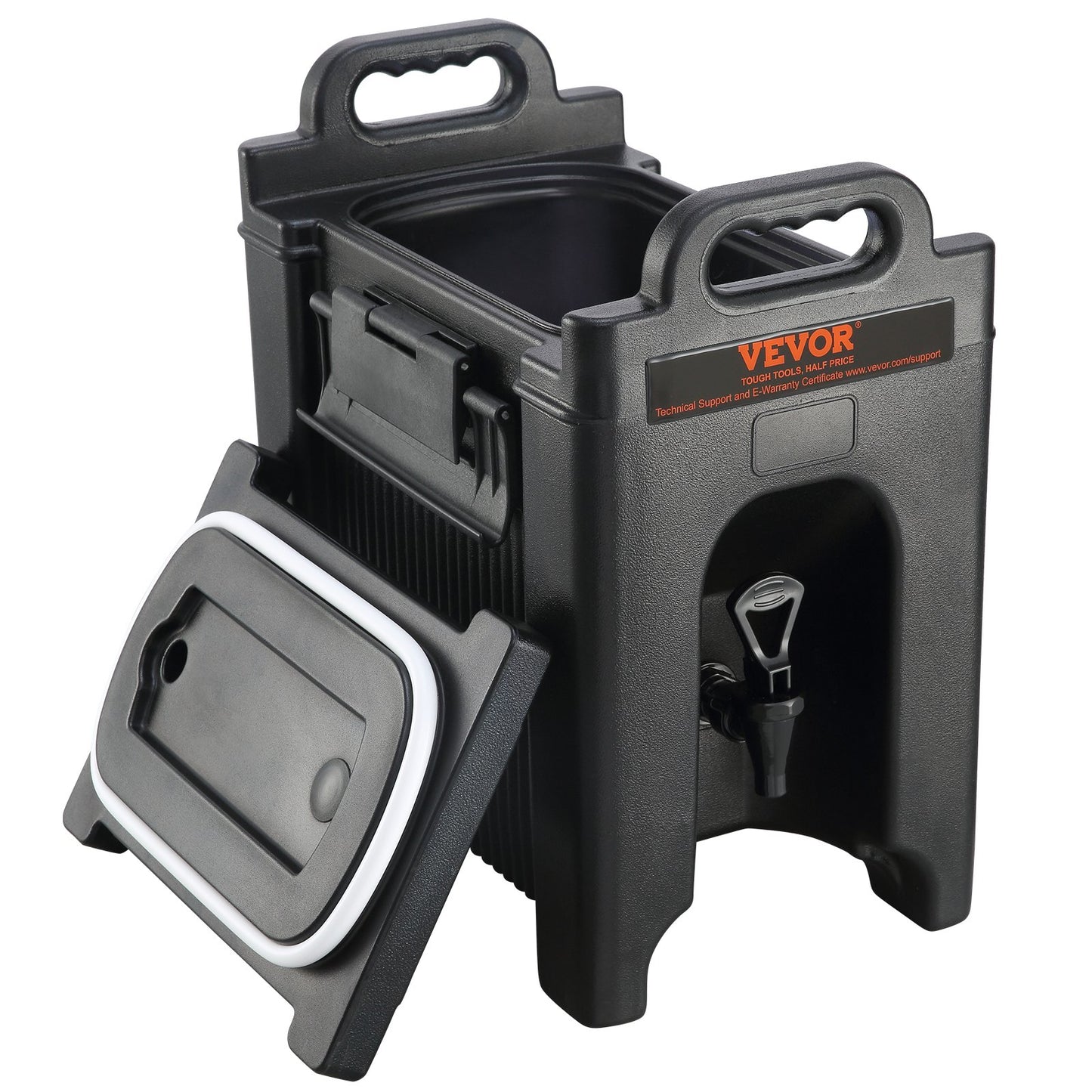 Isolierter Getränkespender, 2,5 Gallonen, Heiß- und Kaltgetränkespender aus LDPE in Lebensmittelqualität, Thermo-Getränkespender mit 0,9 Zoll dickem, zweistufigem Wasserhahngriff aus PU-Schicht, für Getränkeläden in Restaurants