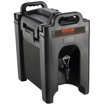 Isolierter Getränkespender, 2,5 Gallonen, Heiß- und Kaltgetränkespender aus LDPE in Lebensmittelqualität, Thermo-Getränkespender mit 0,9 Zoll dickem, zweistufigem Wasserhahngriff aus PU-Schicht, für Getränkeläden in Restaurants