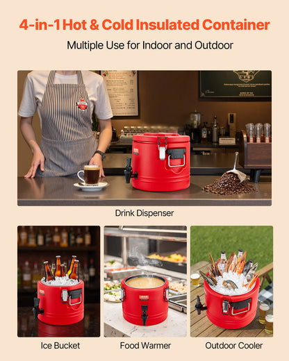Insulated Beverage Dispenser, 2.2 Gal/8L Thermal Hot and Cold Drink Server Dispenser with Spigot, Food-Grade Cooler Jug with 304 Stainless Steel Interior, for Tea Coffee Restaurant Outdoor