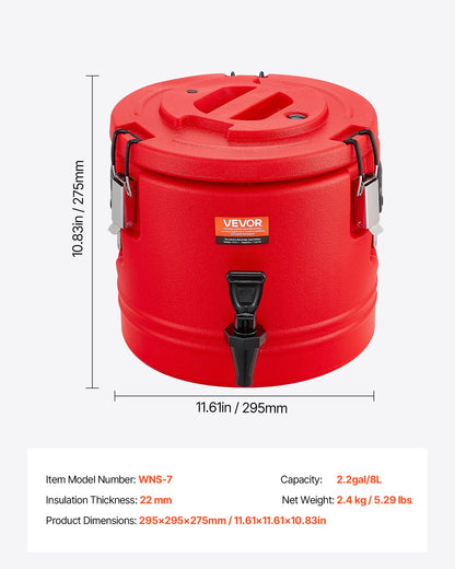 Insulated Beverage Dispenser, 2.2 Gal/8L Thermal Hot and Cold Drink Server Dispenser with Spigot, Food-Grade Cooler Jug with 304 Stainless Steel Interior, for Tea Coffee Restaurant Outdoor