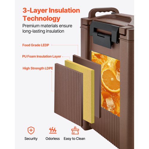 Isolierter Spender für heiße und kalte Getränke, 5 Gal/19 l, lebensmittelecht, Getränkeausgabe