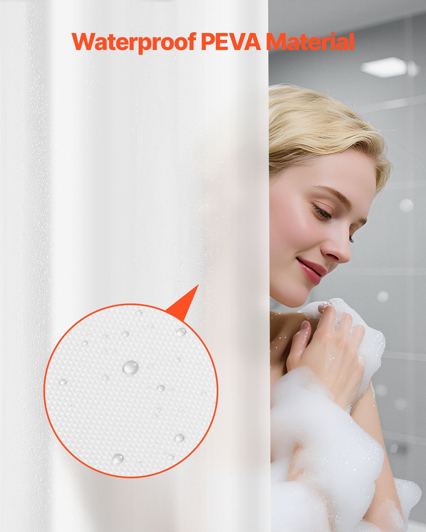 Shower Curtain Liner, 8G Heavy-Duty PEVA Shower Liner, 2-Pack Waterproof Plastic Liners with 3 Magnets and 12 Rust-Resistant Metal Grommet, for Bathroom Showers & Bath Tubs, 72 x 72 in (White)