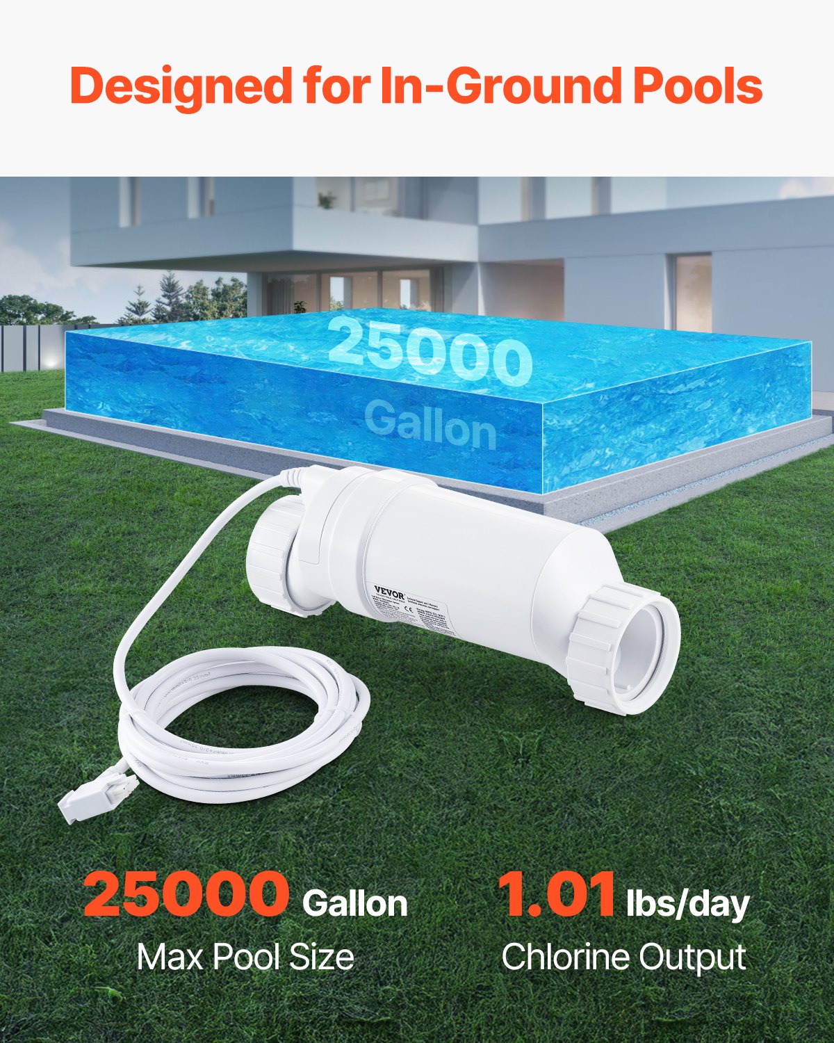 Salt Water Klorinator System W3T-Cell-9 för In-Ground Pool 25000 Gallons