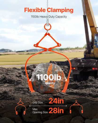 24-Zoll-Steinhebezange 2-Klauen-Steinzange aus Stahl Schwenkbarer Stammgreifer